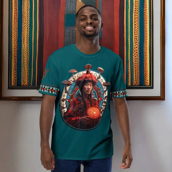 All Over T-Shirt showcasing Amanita muscaria design from Amanita Collection.