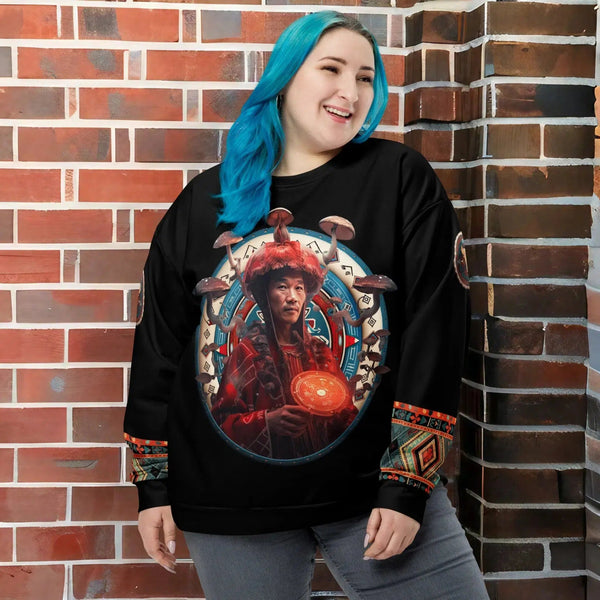 "Amanita Collection Sweatshirt reflecting Yakut culture and Amanita muscaria."