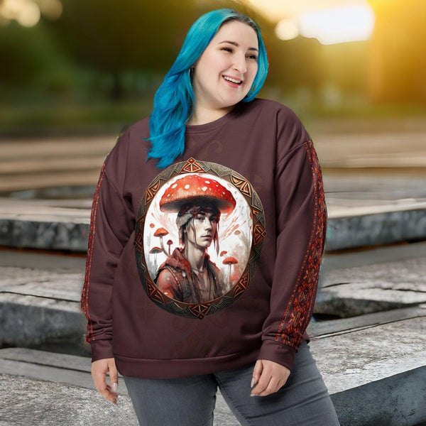 "Amanita Collection Sweatshirt reflecting Yakut culture and Amanita muscaria."