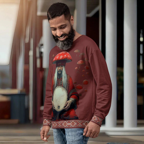 "Amanita Collection Sweatshirt reflecting Yakut culture and Amanita muscaria."