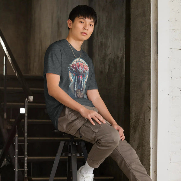 "Fashion meets spirituality in Cosmovisions' Amanita Collection T-shirt"