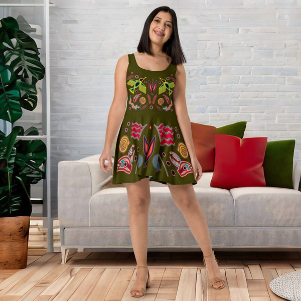 Bird Huicholes Skater Dress