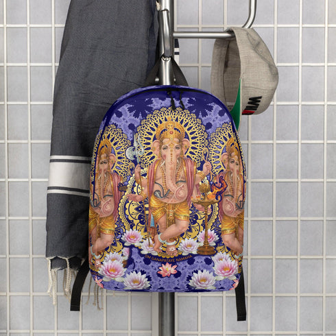 A Cosmovisions-AI Ganesh Hindu Backpack with an image of ganesha on it.