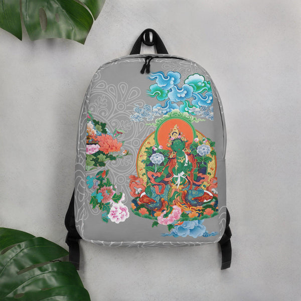 "Backpack: Thangka Green Tara, merging Tibetan spiritual narrative with modern design."