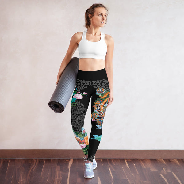 Green Tara Leggings - Thangka Collection - Cosmovisions' spiritual fashion.