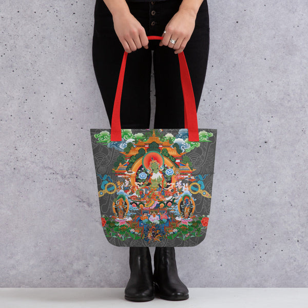 Thangka-inspired Green Tara Tote Bag from Cosmovisions Collection.