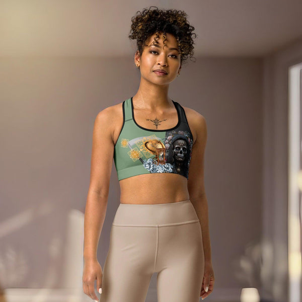 Santa Muerte Negra Sport Bra – a blend of tradition and modernity