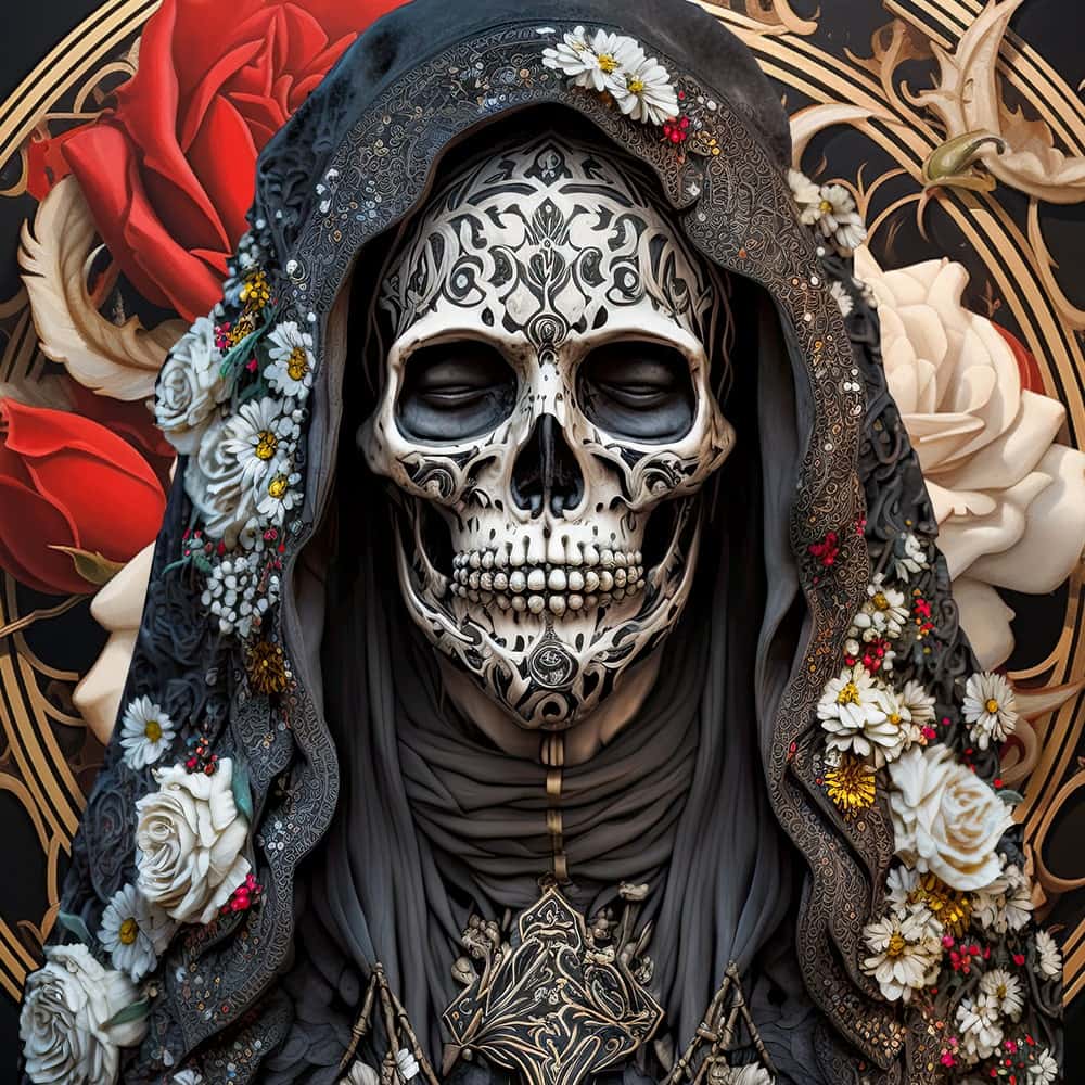 Santa Muerte Negra Square