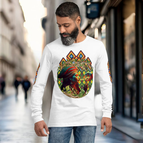 Vibrant Long Sleeve Shirt from the Ayahuasca Collection infused with tribal wisdom