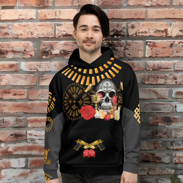 Unique Santa Muerte design infused on Cosmovisions hoodie