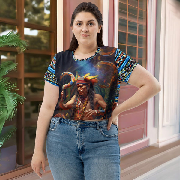 Vibrant Ayahuasca Cropped T-Shirt embodying the essence of sacred traditions