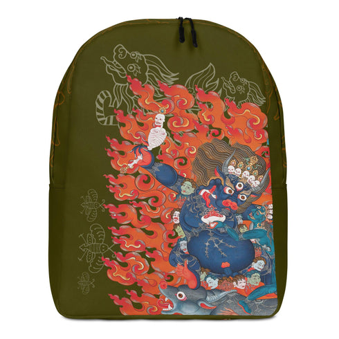 "Artistic backpack featuring Yama, the Lord of Death"