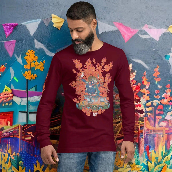 Long Sleeve Shirt from the Thangka Yama Collection featuring intricate Thangka art.