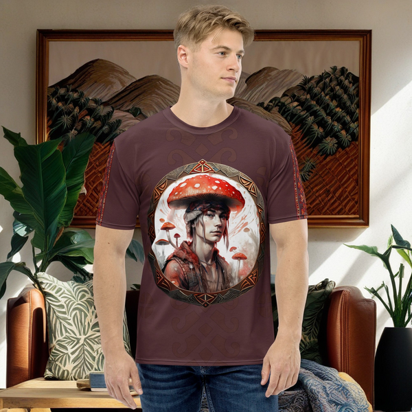 All Over T-Shirt showcasing Amanita muscaria design from Amanita Collection.