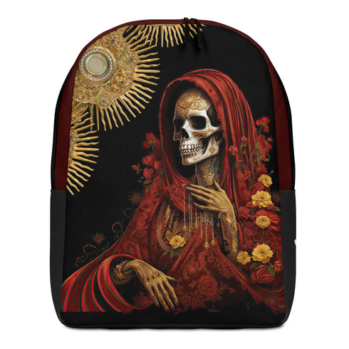 Santa Muerte Roja" backpack from Cosmovisions, blending tradition and modernity