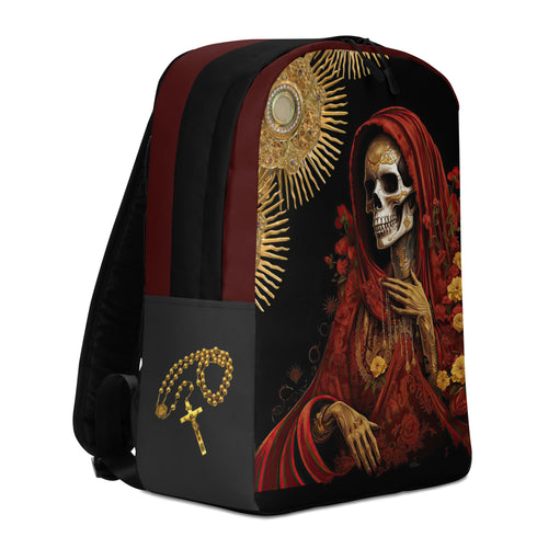 Santa Muerte Roja" backpack from Cosmovisions, blending tradition and modernity