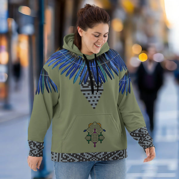 Ayahuasca Hoodie from the Ayahuasca Collection displaying vibrant tribal-inspired designs