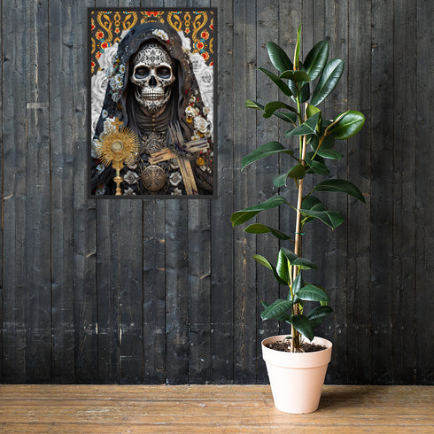 Santa Muerte Negra poster from Cosmovisions displaying profound spiritual symbolism