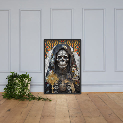 Santa Muerte Negra poster from Cosmovisions displaying profound spiritual symbolism