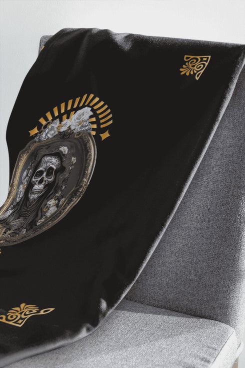 Cosmovisions Collection - Blanket embodying Santa Muerte Negra's spirituality