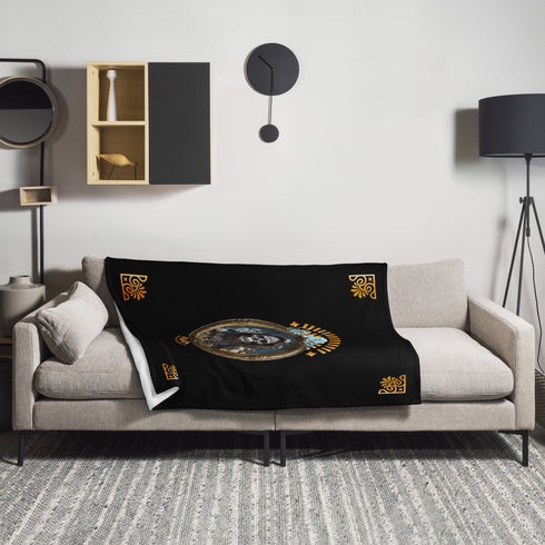 Cosmovisions Collection - Blanket embodying Santa Muerte Negra's spirituality