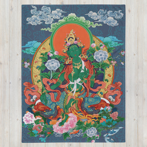 Green Tara Thangka Blanket