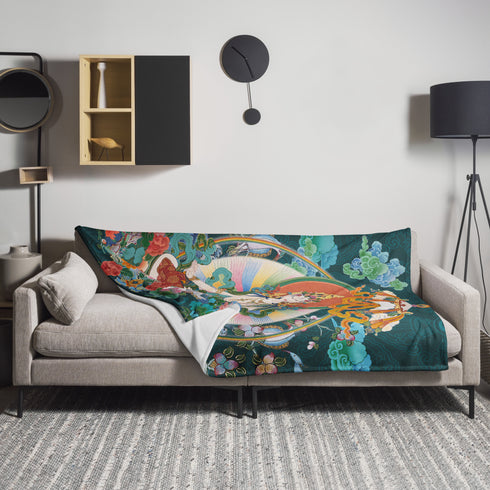 Blanket: White Tara - A luxurious addition to the Thangka Collection infusing spiritual artistry into your space.